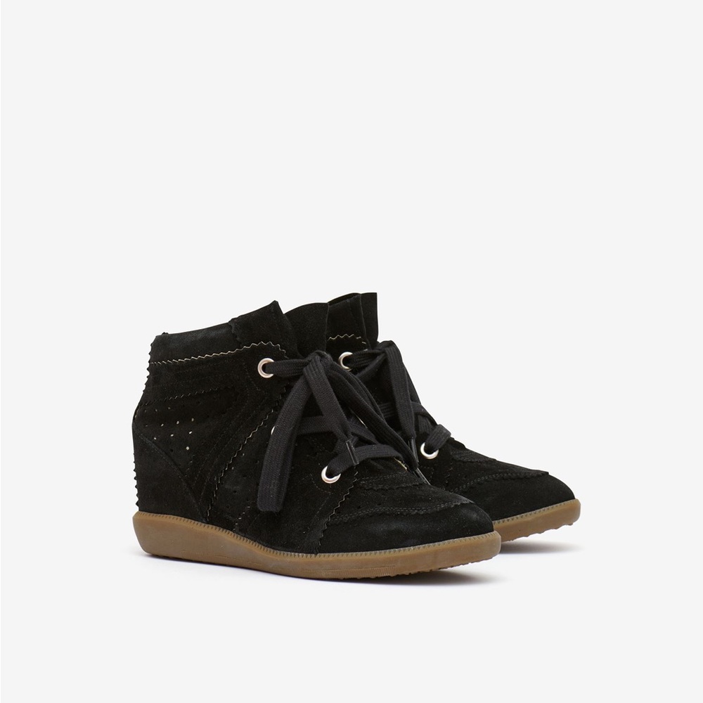 Isabel Marant Bobby Wedge Suede Sneaker Black